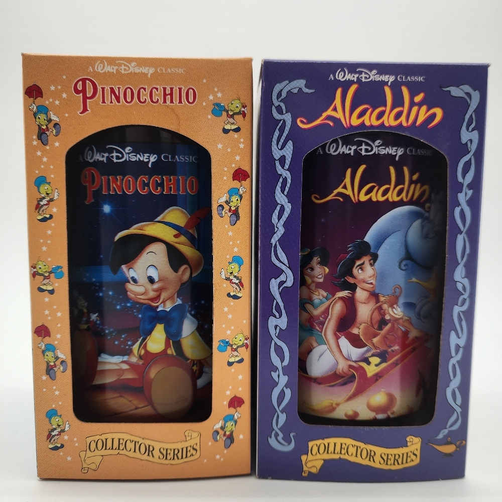 Vintage Disney/Burger King/Coca-Cola Collectors Cups - Pinocchio & Aladdin